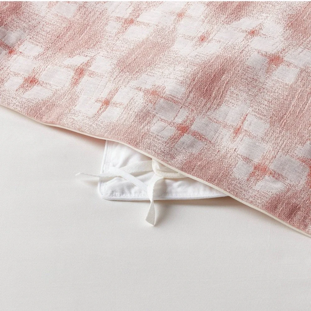 New‎ Threshold Yarn Dye Ikat Duvet Cover and Sham Set Cotton Mauve Full Queen